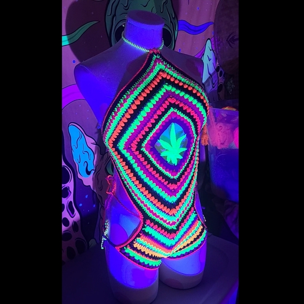 Neon Crochet One Piece Swimsuit
